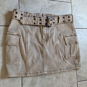 Sincerely Jules Khaki Cargo Belted Mini Skirt